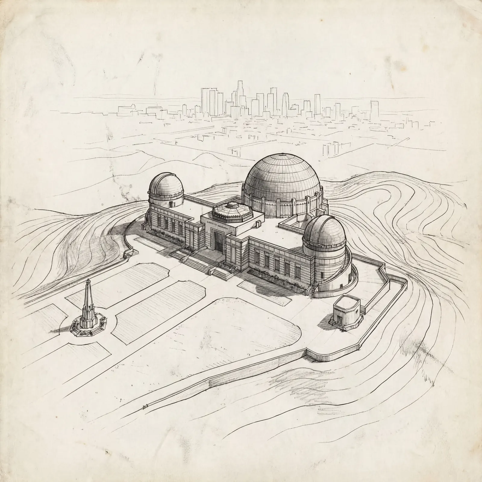 Map illustration of the Griffith Observatory dome