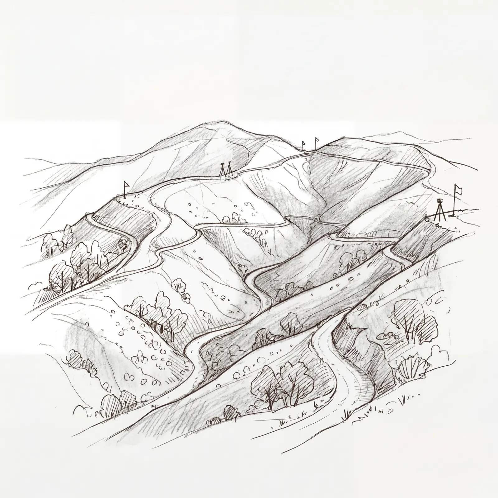 Map illustration of the Runyon Canyon hiking trails