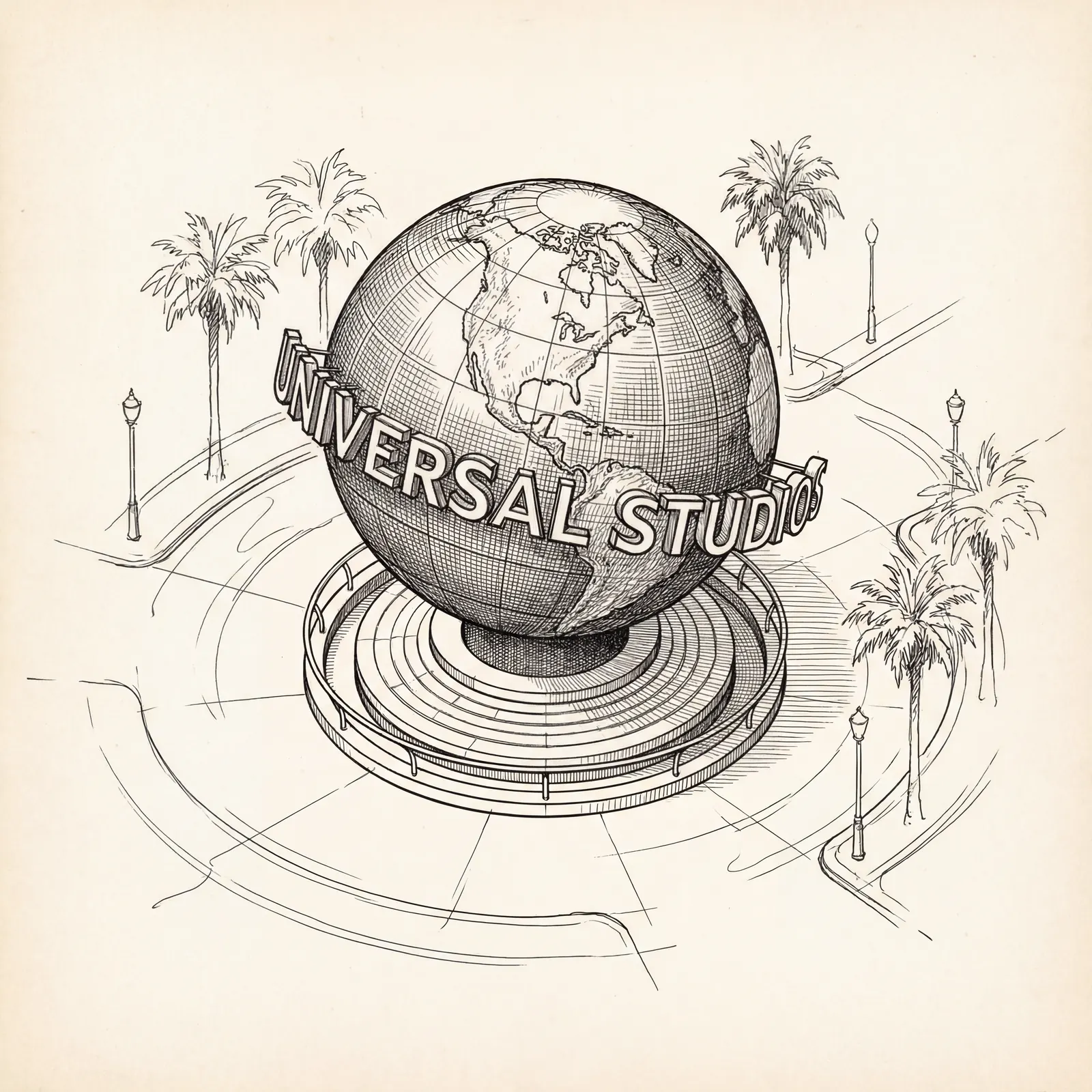 Map illustration of the Universal Studios Theme Park